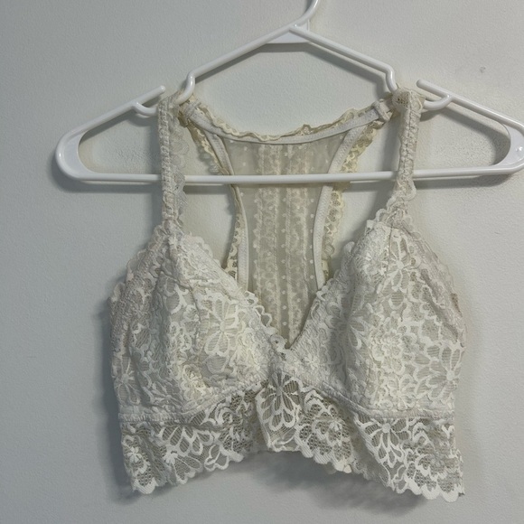 Aerie White Racerback Lace Bralette - Picture 1 of 3